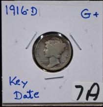 KEY DATE 1916-D MERCURY DIME