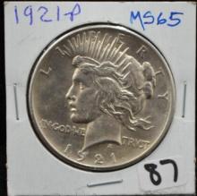 KEY 1921 PEACE DOLLAR