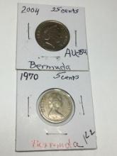 Bermuda 1970 5 Cent, 2004 25 Cents(au-bu)