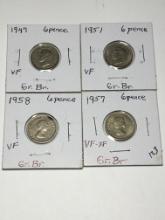 (4) Great Britian 6 Pence 1947, 1951, 1957, 1958