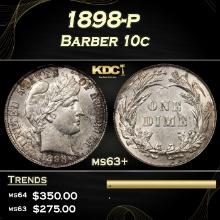 1898-p Barber Dime 10c Grades Select+ Unc