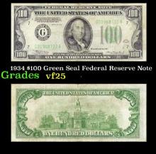 1934 $100 Green Seal Federal Reserve Note Grades vf+