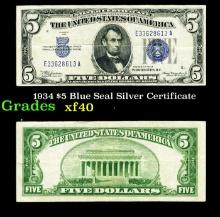 1934 $5 Blue Seal Silver Certificate Grades xf