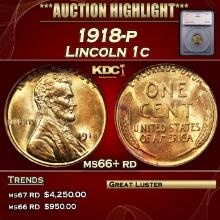 ***Major Highlight*** 1918-p Lincoln Cent 1c ms66+ rd SEGS (fc)