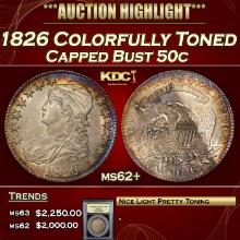 ***Major Highlight*** 1826 Capped Bust Half Dollar Colorfully Toned   50c Select Unc USCG (fc)