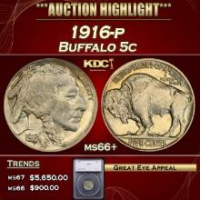 ***Major Highlight*** 1916-p Buffalo Nickel 5c ms66+ SEGS (fc)