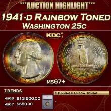 ***Major Highlight*** 1941-d Washington Quarter Rainbow Toned 25c ms67+ SEGS (fc)