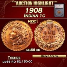 ***Major Highlight*** 1908 Indian Cent 1c ms66 rd SEGS (fc)