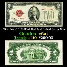 **Star Note** 1928F $2 Red Seal United States Note Grades xf