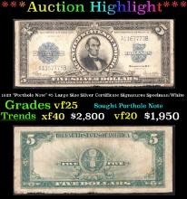 ***Major Highlight*** 1923 "Porthole Note" $5 Large Size Silver Certificate Grades vf+ Signatures Sp