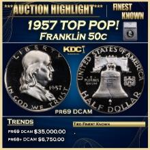 ***Major Highlight*** 1957 Proof Franklin Half Dollar TOP POP! 50c pr69 DCAM SEGS (fc)