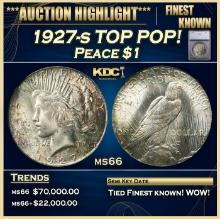 ***Major Highlight*** 1927-s Peace Dollar TOP POP! $1 ms66 SEGS (fc)