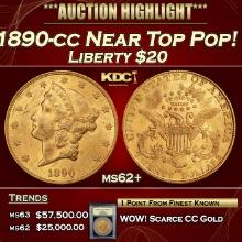 ***Major Highlight*** 1890-cc Gold Liberty Double Eagle Near Top Pop! $20 Select Unc USCG (fc)