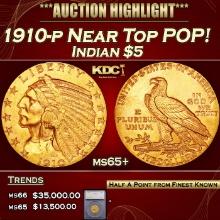 ***Major Highlight*** 1910-p Gold Indian Half Eagle Near Top POP! $5 ms65+ SEGS (fc)