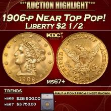 ***Major Highlight*** 1906-p Gold Liberty Quarter Eagle Near Top Pop! $2 1/2 ms67+ SEGS (fc)