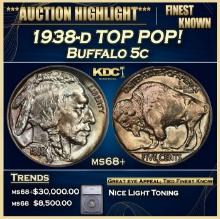 ***Major Highlight*** 1938-d Buffalo Nickel TOP POP!  5c ms68+ SEGS (fc)