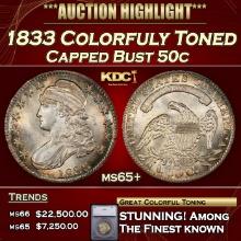 ***Major Highlight*** 1833 Capped Bust Half Dollar Colorfuly Toned  50c ms65+ SEGS (fc)