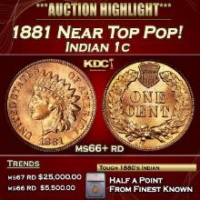 ***Major Highlight*** 1881 Indian Cent Near Top Pop! 1c ms66+ rd SEGS (fc)