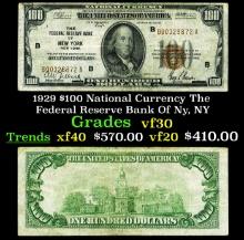 1929 $100 National Currency The Federal Reserve Bank Of Ny, NY Grades vf++