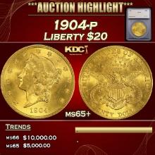 ***Major Highlight*** 1904-p Gold Liberty Double Eagle $20 ms65+ SEGS (fc)