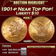 ***Major Highlight*** 1901-p Gold Liberty Eagle Near Top Pop! $10 ms66+ SEGS (fc)