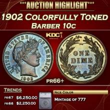 ***Major Highlight*** 1902 Proof Barber Dime Colorfully Toned 10c pr66+ SEGS (fc)