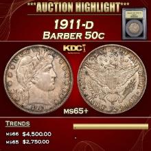 ***Major Highlight*** 1911-d Barber Half Dollars 50c GEM+ Unc USCG (fc)