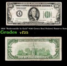 1928 "Redeemable In Gold" $100 Green Seal Federal Reserve Note Grades vf+