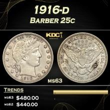 1916-d Barber Quarter 25c Grades Select Unc