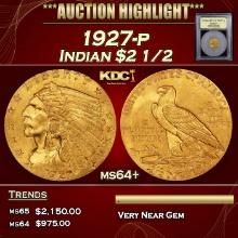 ***Major Highlight*** 1927-p Gold Indian Quarter Eagle $2 1/2 Choice+ Unc USCG (fc)