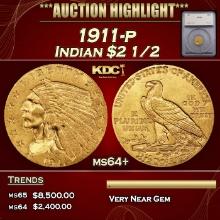 ***Major Highlight*** 1911-p Gold Indian Quarter Eagle $2 1/2 ms64+ SEGS (fc)