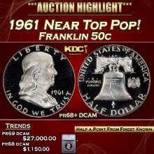 ***Major Highlight*** 1961 Proof Franklin Half Dollar Near Top Pop! 50c pr68+ DCAM SEGS (fc)