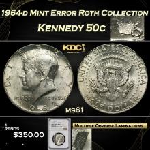 1964-d Kennedy Half Dollar Mint Error Roth Collection 50c ms61 NGC