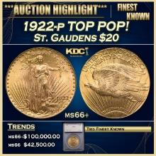 ***Major Highlight*** 1922-p Gold St. Gaudens Double Eagle TOP POP! $20 ms66+ SEGS (fc)