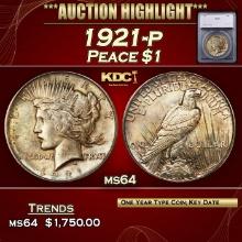 ***Major Highlight*** 1921-p Peace Dollar $1 ms64 SEGS (fc)