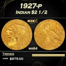 1927-p Gold Indian Quarter Eagle $2 1/2 Grades Choice Unc