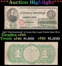 ***Major Highlight*** 1862 "The Greenback" $1 Large Size Legal Tender Note Grades vf+ FR-16 (fc)