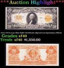 ***Major Highlight*** 1922 $20 Large Size Gold Certificate Grades xf Signatures Speelman/White (fc)