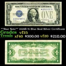 **Star Note** 1928B $1 Blue Seal Silver Certificate Grades vf+