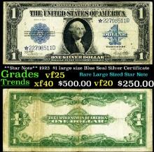 **Star Note** 1923  $1 large size Blue Seal Silver Certificate Grades vf+