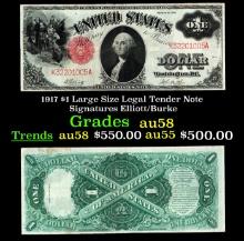 1917 $1 Large Size Legal Tender Note Grades Choice AU/BU Slider Signatures Elliott/Burke