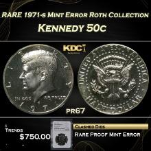 RARE 1971-s Proof Kennedy Half Dollar Mint Error Roth Collection 50c pr67 NGC