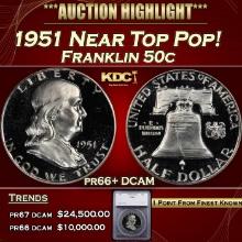 ***Major Highlight*** 1951 Proof Franklin Half Dollar Near Top Pop! 50c pr66+ DCAM SEGS (fc)