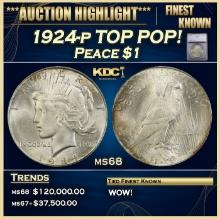 ***Major Highlight*** 1924-p Peace Dollar TOP POP! $1 ms68 SEGS (fc)