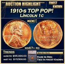 ***Major Highlight*** 1910-s Lincoln Cent TOP POP! 1c ms67+ rd SEGS (fc)