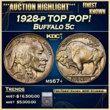 ***Major Highlight*** 1928-p Buffalo Nickel TOP POP!  5c ms67+ SEGS (fc)