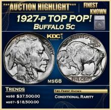 ***Major Highlight*** 1927-p Buffalo Nickel TOP POP!  5c ms68 SEGS (fc)