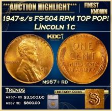 ***Major Highlight*** 1947-s/s Lincoln Cent FS-504 RPM TOP POP! 1c ms67+ rd SEGS (fc)