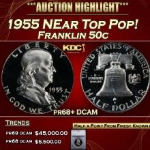 ***Major Highlight*** 1955 Proof Franklin Half Dollar NEar Top Pop! 50c pr68+ DCAM SEGS (fc)