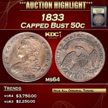 ***Major Highlight*** 1833 Capped Bust Half Dollar 50c Choice Unc USCG (fc)